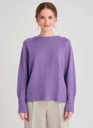 Pulover croială dreaptă mâneci lungi violet BLANC BOHEME femeie