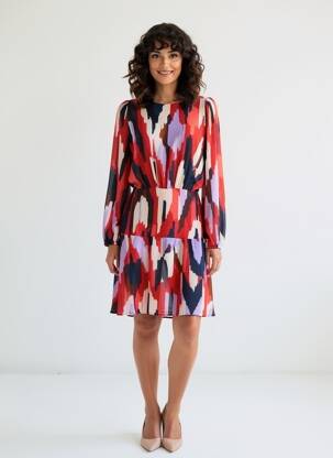 Rochie midi imprimeu fantezie mâneci lungi roșu LOLA CASADEMUNT femeie