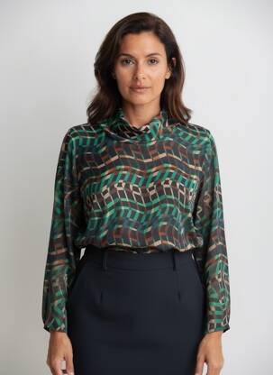 Bluză țesătură poplin mâneci lungi verde JOSEPH RIBKOFF femeie