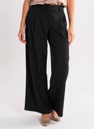 Pantalon larg țesătură crep mărime normală negru SUNCOO femeie