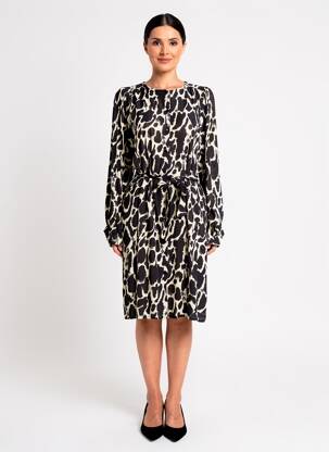 Rochie midi imprimeu fantezie mâneci lungi negru LA FEE MARABOUTEE femeie