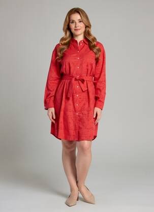 Rochie midi mâneci lungi mâneci lungi roșu ONE STEP femeie