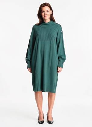 Rochie pulover croială dreaptă mâneci lungi verde MAT DE MISAINE femeie