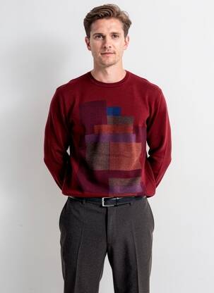 Pulover țesătură jacquard mâneci lungi roșu LOUIS VICTOR bărbat