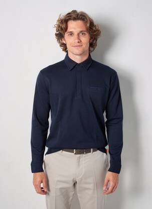 Pulover guler polo mâneci lungi albastru OAKS VALLEY bărbat
