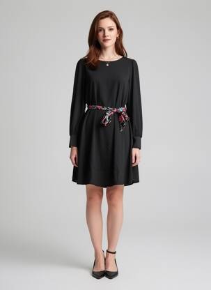 Rochie midi mâneci lungi mâneci lungi negru GRACE & MILA femeie