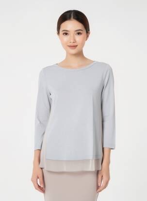 Tricou mâneci lungi mâneci lungi gri TRUSSARDI JEANS femeie