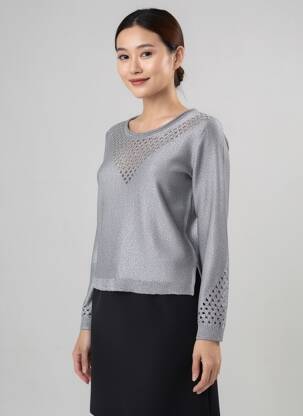 Pulover croială cambrată mâneci lungi gri GOA GOA femeie
