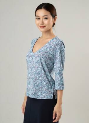 Tricou mâneci 3/4 mâneci 3/4 albastru SURKANA femeie