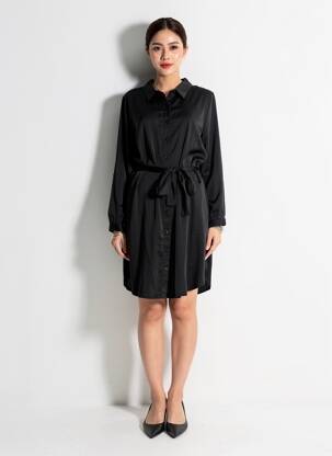 Rochie midi mâneci lungi mâneci lungi negru NOOGAT femeie
