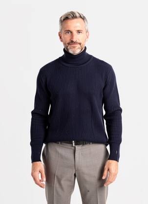 Pulover cu guler înalt croială cambrată mâneci lungi albastru OLIVER SPENCER bărbat