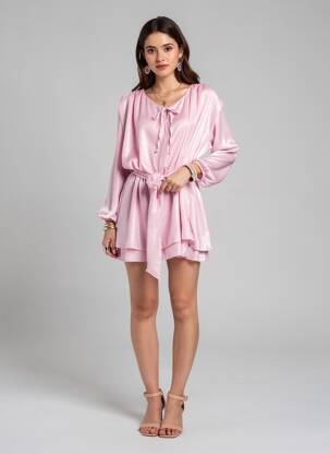 Rochie scurtă mâneci lungi mâneci lungi roz PRETTY WIRE femeie