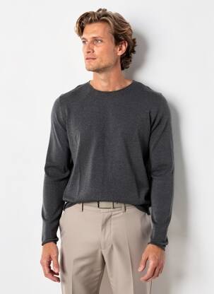 Pulover guler rotund mâneci lungi gri AMERICAN VINTAGE bărbat