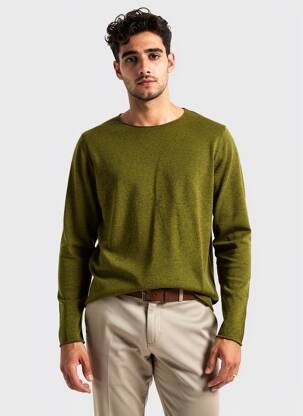 Pulover guler rotund mâneci lungi verde AMERICAN VINTAGE bărbat