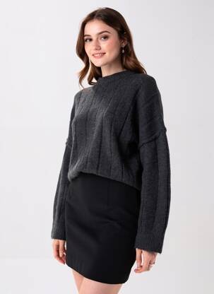 Pulover elasticitate mâneci lungi gri TOPSHOP femeie