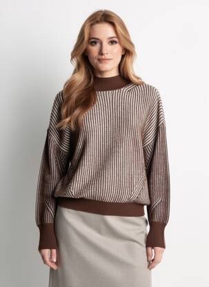 Pulover elasticitate mâneci lungi maro ESPRIT femeie