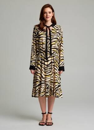 Rochie midi țesătură crep mâneci lungi negru JUS D'ORANGE femeie