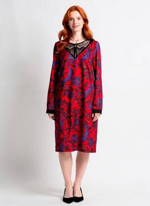 Rochie midi imprimeu fantezie mâneci lungi roșu JUS D'ORANGE femeie