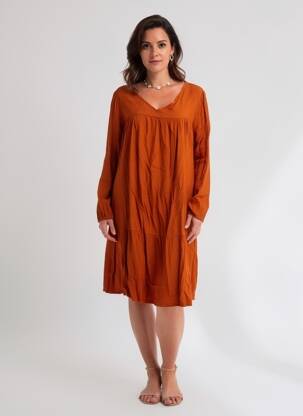 Rochie midi mâneci lungi mâneci lungi portocalie COLINE femeie
