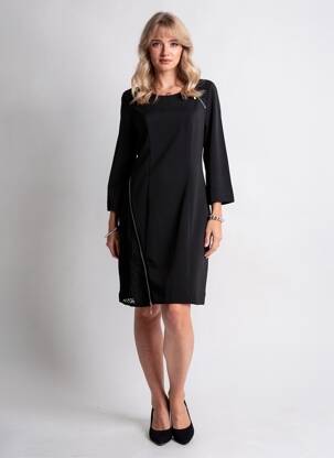 Rochie midi mâneci 3/4 mâneci 3/4 negru LANTIN femeie