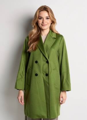 Palton lung croială dreaptă fără glugă verde MAX MARA femeie