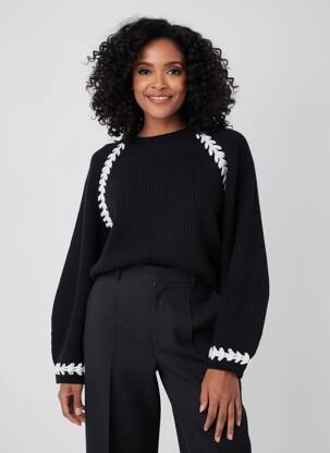 Pulover croială dreaptă mâneci lungi negru NOTSHY femeie
