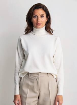 Pulover cu guler înalt croială cambrată mâneci lungi alb MAX MARA femeie