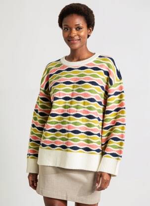 Pulover croială dreaptă mâneci lungi bej WHITE STUFF femeie