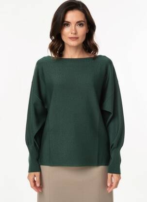 Pulover croială dreaptă mâneci lungi verde SURKANA femeie