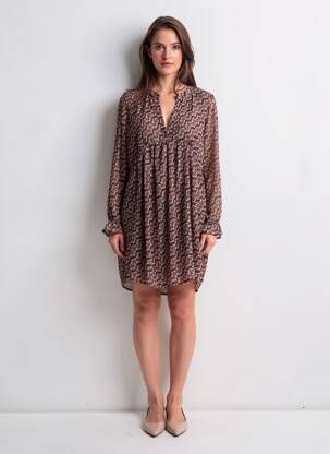 Rochie midi imprimeu fantezie mâneci lungi negru LPB LES PETITES BOMBES  femeie