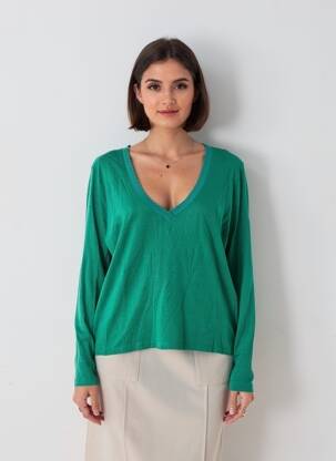 Pulover croială cambrată mâneci lungi verde ARTLOVE femeie