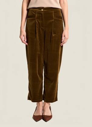 Pantalon drept elasticitate talie înaltă verde MOLLY BRACKEN femeie
