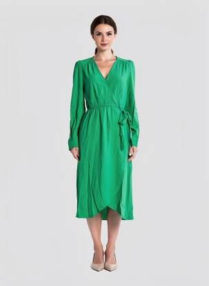 Rochie midi țesătură crep mâneci lungi verde ORFEO femeie