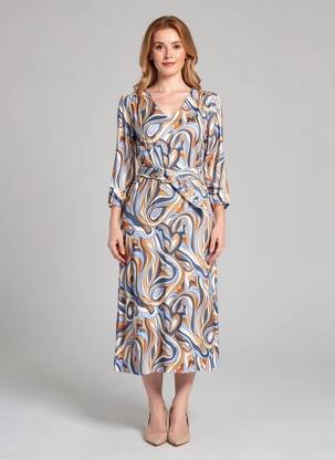 Rochie midi mâneci 3/4 mâneci 3/4 albastru LOLA ESPELETA femeie