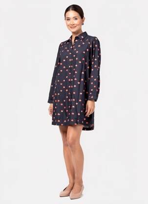 Rochie scurtă mâneci lungi mâneci lungi albastru DIPLODOCUS femeie