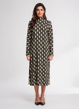 Rochie midi mâneci lungi mâneci lungi negru SURKANA femeie