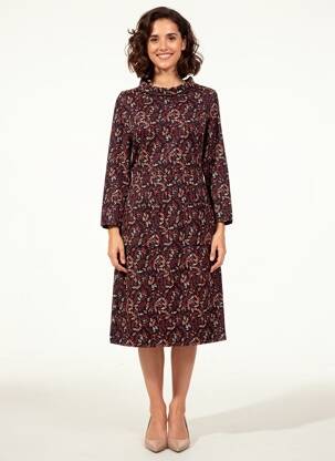 Rochie midi imprimeu floral mâneci 3/4 negru WHITE STUFF femeie
