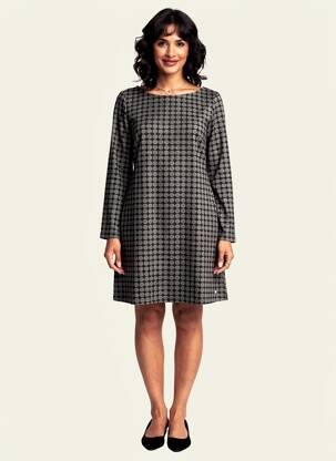 Rochie scurtă croială evazată mâneci lungi negru SURKANA femeie