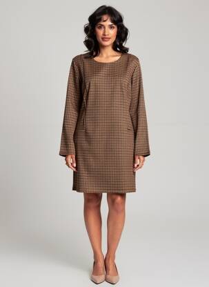 Rochie midi mâneci lungi mâneci lungi maro IMPAQT femeie