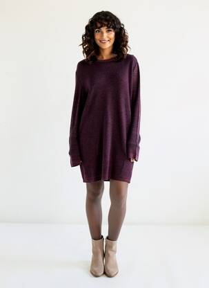 Rochie pulover croială dreaptă mâneci lungi violet BEST MOUNTAIN femeie