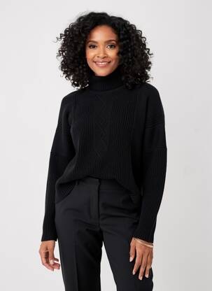 Pulover elasticitate mâneci lungi negru HIGH femeie