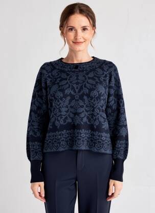 Pulover elasticitate mâneci lungi albastru HIGH femeie