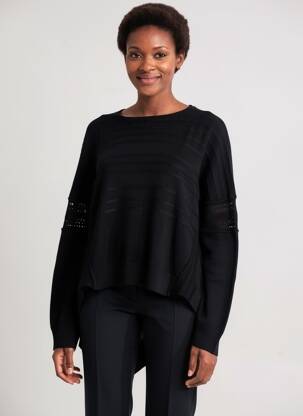 Pulover tunică elasticitate mâneci lungi negru HIGH femeie