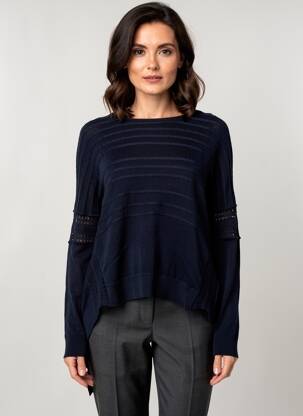 Pulover tunică elasticitate mâneci lungi albastru HIGH femeie