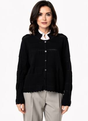 Vestă cu mâneci lungi guler rotund negru HIGH femeie
