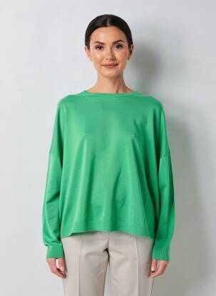 Pulover croială dreaptă mâneci lungi verde FLOOR femeie