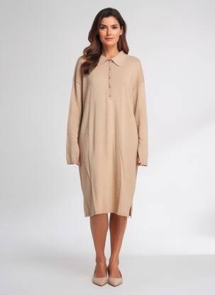 Rochie pulover elasticitate mâneci lungi maro YERSE femeie
