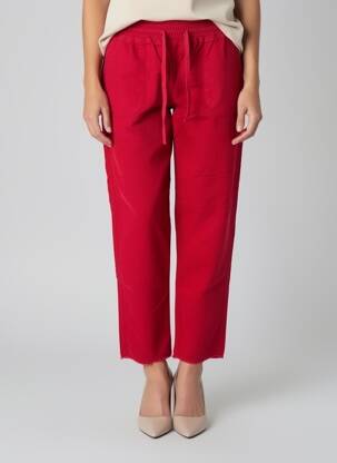 Pantalon drept talie elastică mărime normală roșu HAPPY femeie