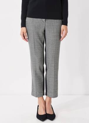 Pantalon 7/8 talie cu cleme mărime normală negru IDANO femeie