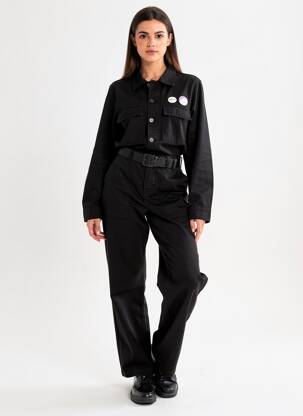 Salopetă-pantalon închidere cu nasturi pe față mâneci lungi negru HAPPY femeie